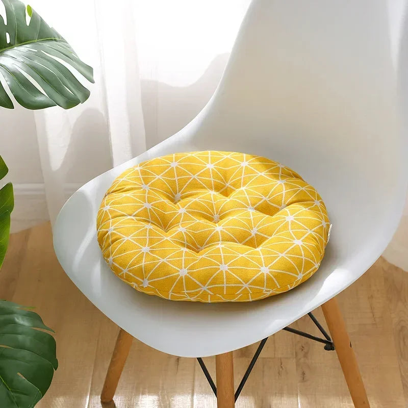 coussin chaise rond confortable mousse polyestère motif géométrique repas siège maison