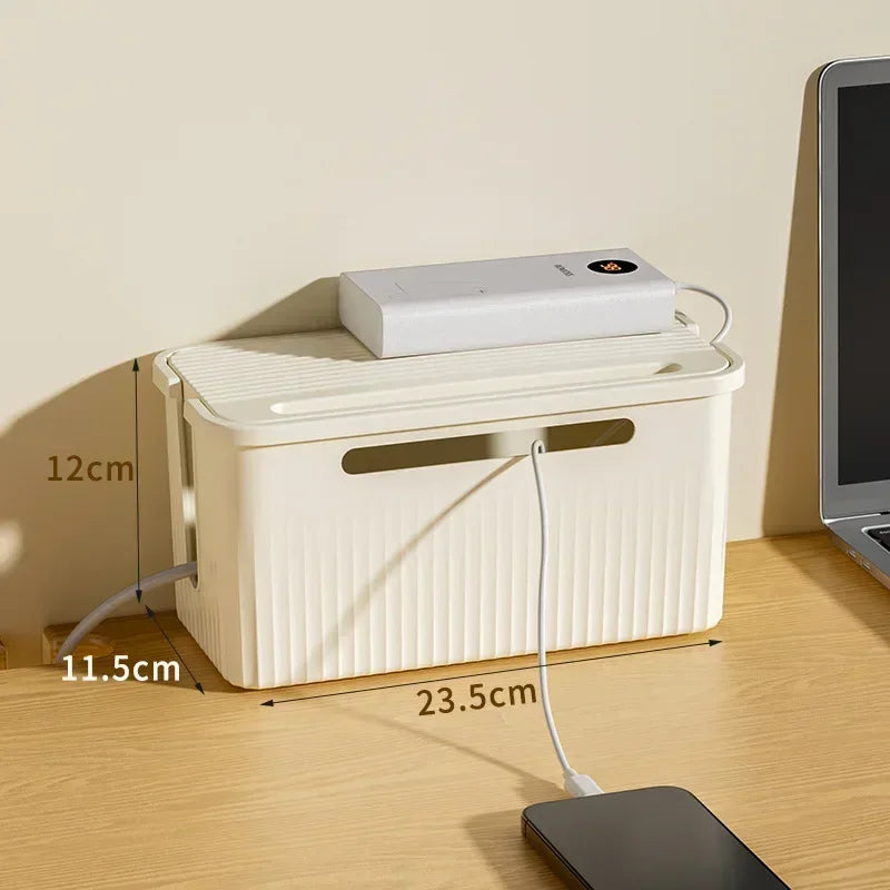 boîte rangement cordon alimentation blanc rayures moderne grande petite