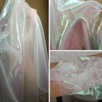 tissu organza transparent brillant polyester polyvalent mariage décoration table moderne élégant vert rose bleu