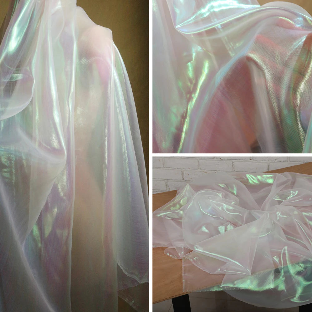 tissu organza transparent brillant polyester polyvalent mariage décoration table moderne élégant vert rose bleu