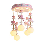 suspension lumineuse moderne licorne bleu rose sphères translucides chambre enfant adjustable