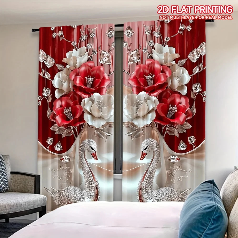 rideaux floraux 2d roses argentés moderne intime maison 105x230cm 100 polyester