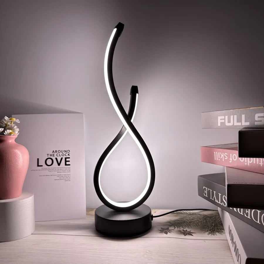 lampe table moderne couleurs dimmable noir blanc fluide contemporain minimaliste chambre coucher