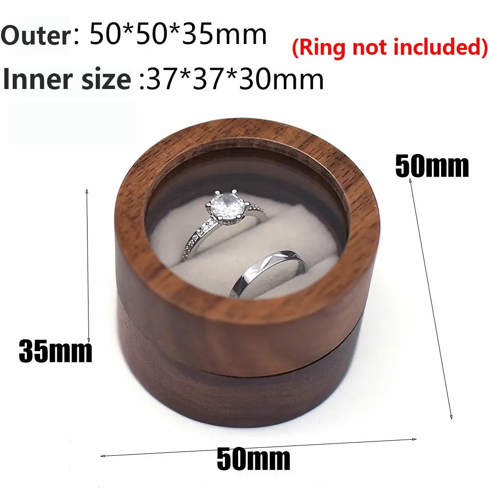 boîte bijoux bois marron moderne boîte rangement coussin blanc anneaux solitaires compartments organisation bijoux