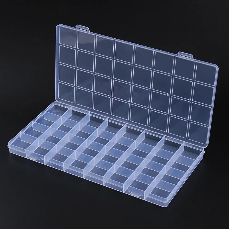 boîte rangement transparente 32 compartiments grille bijoux organisation pratique moderne