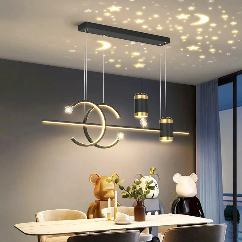 suspension lumineuse moderne ampoules led noir doré blanc circulaire minimaliste