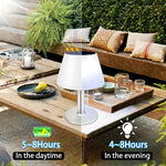 lampe table led solaire moderne blanc gris ip65 waterproof 10 leds 2000mah