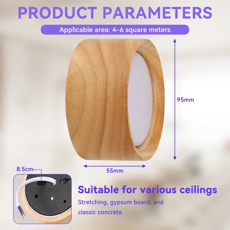lampe bois naturel led downlight facile éclairage moderne chambre salon