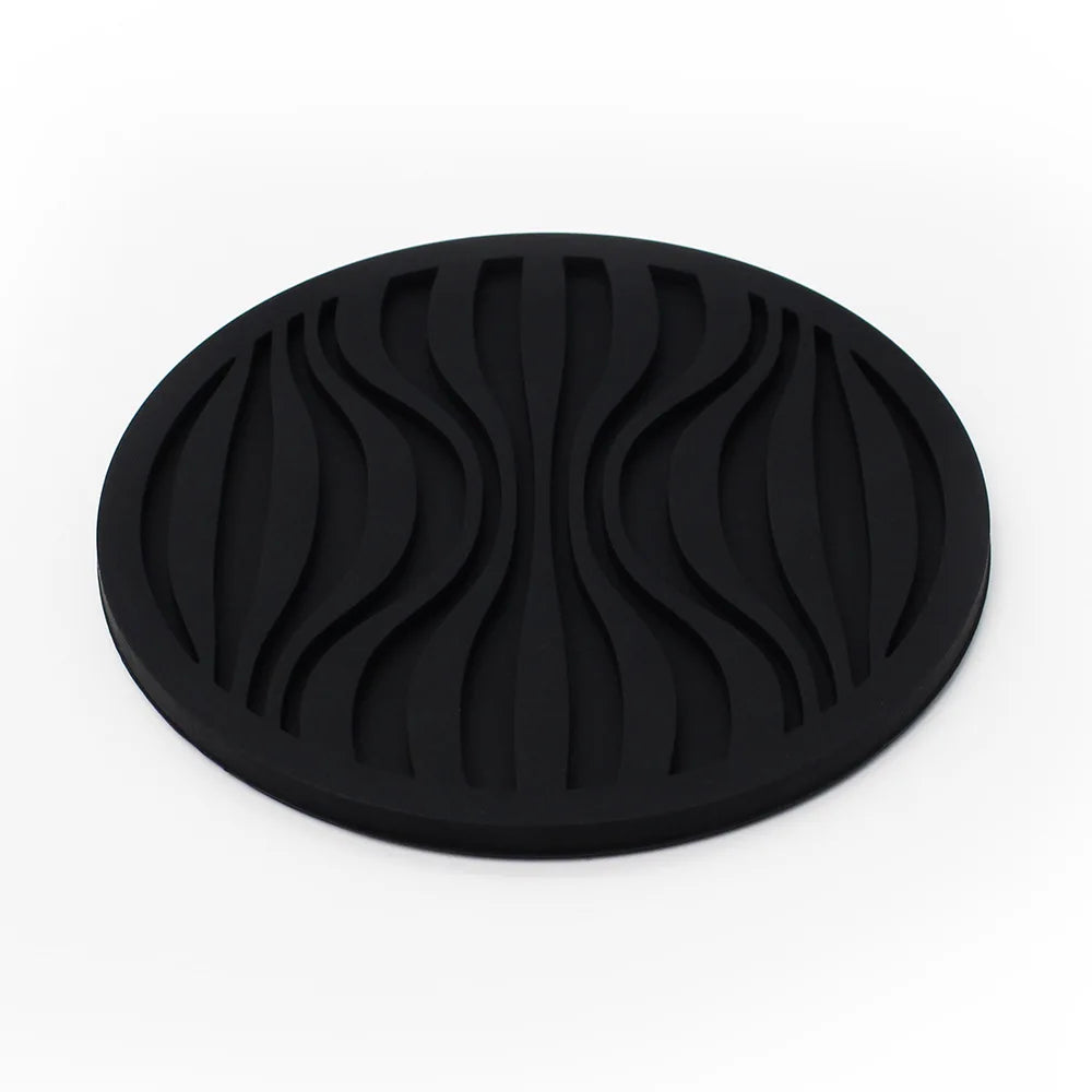 sous verres ronds silicone noir bleu vert marron rouge rayures ondulées moderne respectueux environnement