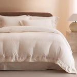 ensemble literie flanelle beige motif brodé simple housses couette taies d'oreiller drap plat classique