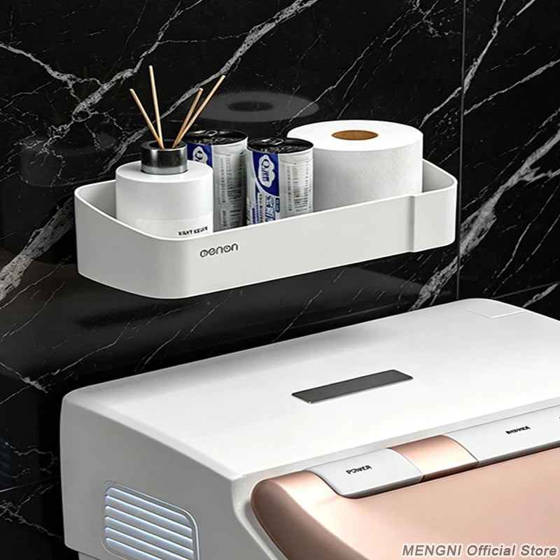 étagère salle bain adhésive blanche moderne imperméable rangement produits cosmétiques