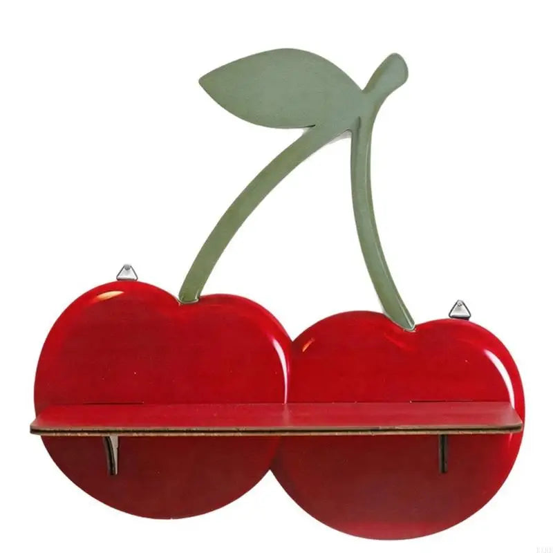 étagère murale cerise rouge feuille verte moderne clips métalliques miroir