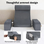 coussin lecture gris uni mousse polyester coton poches arrière confortable ergonomique adulte lit sofa