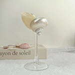 coquillage pied verre couleur dorée élégant moderne brillant accueil décoration ornement cadeau