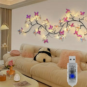 décoration murale papillons leds rose violet noir ambiance féerique chambre salon