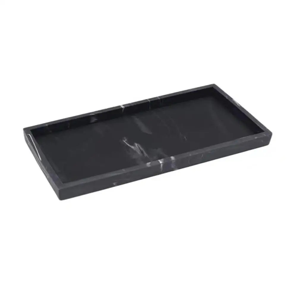 plateau rangement marbre moderne noir gris blanc opacité organisation salle bain toilette accessoire