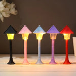lampe sol miniature moderne noir rose bleu clair violet rouge pagode lumineuse