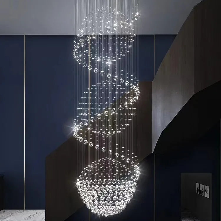 suspension lumineuse moderne cristal transparentes acier inoxydable led haute luminosité invisible multifonctionnelle