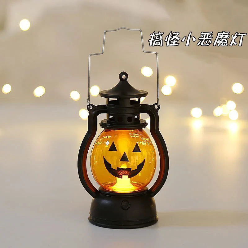 lanterne décorative vintage blanc doré noir citrouille annneau métallique contrôle sans flamme