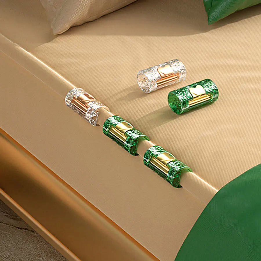 fixateur draps transparent vert foncé clip housses couette moderne diamants texturé lisse brillant
