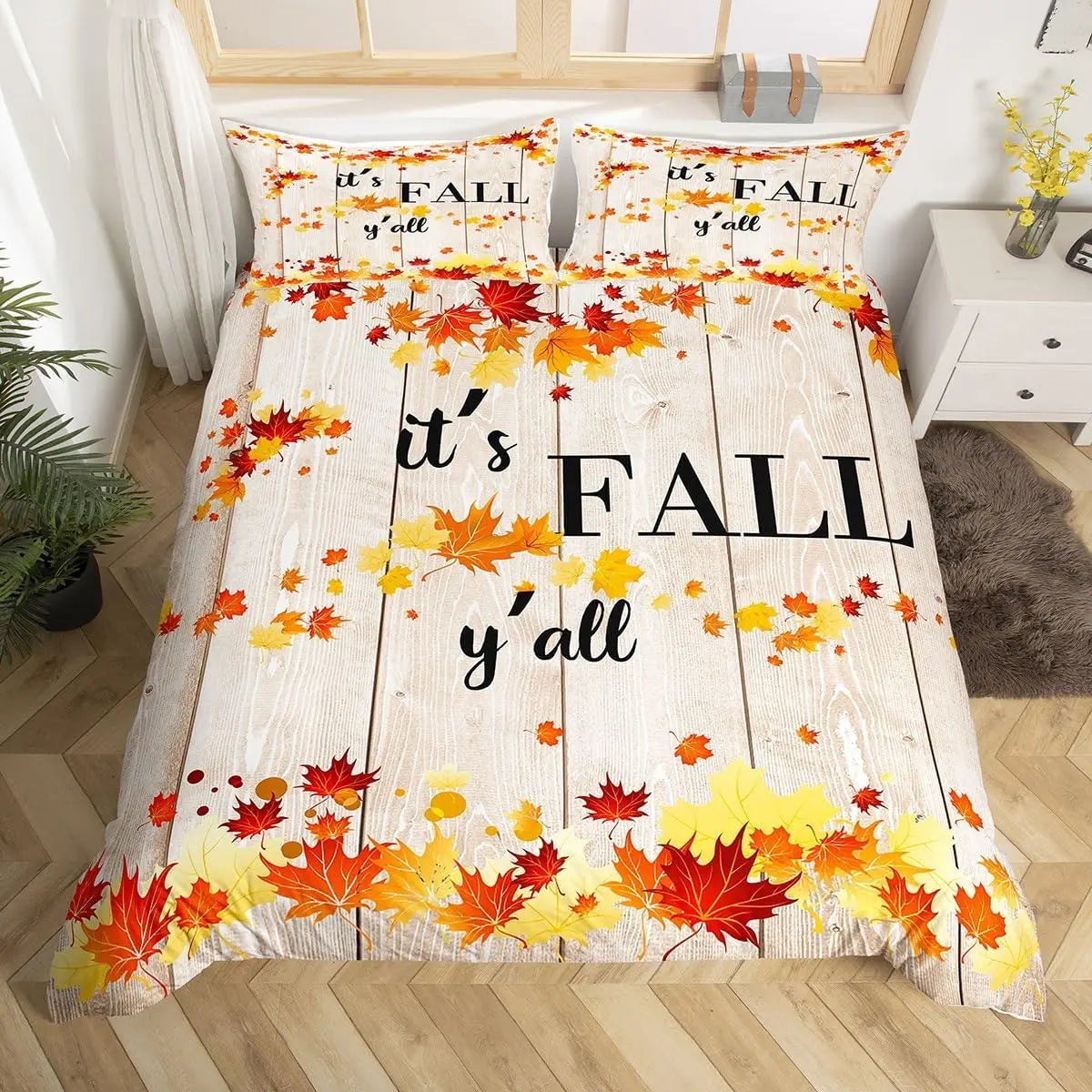 Housse de couette microfibre motif automne