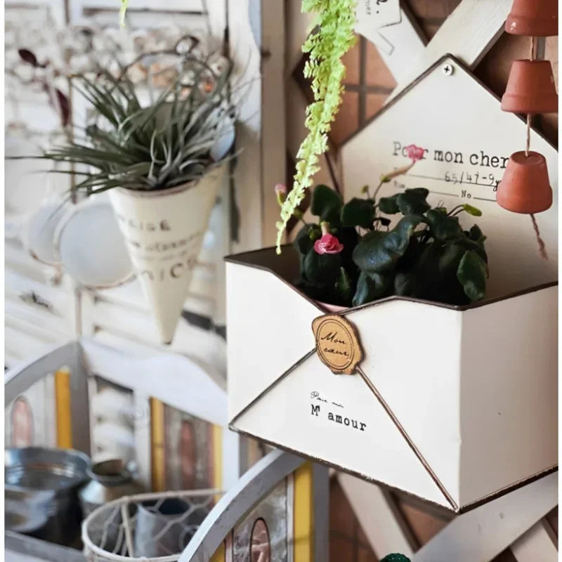 boîte fleurs enveloppe vintage blanc vert romantique mon cher m'amour