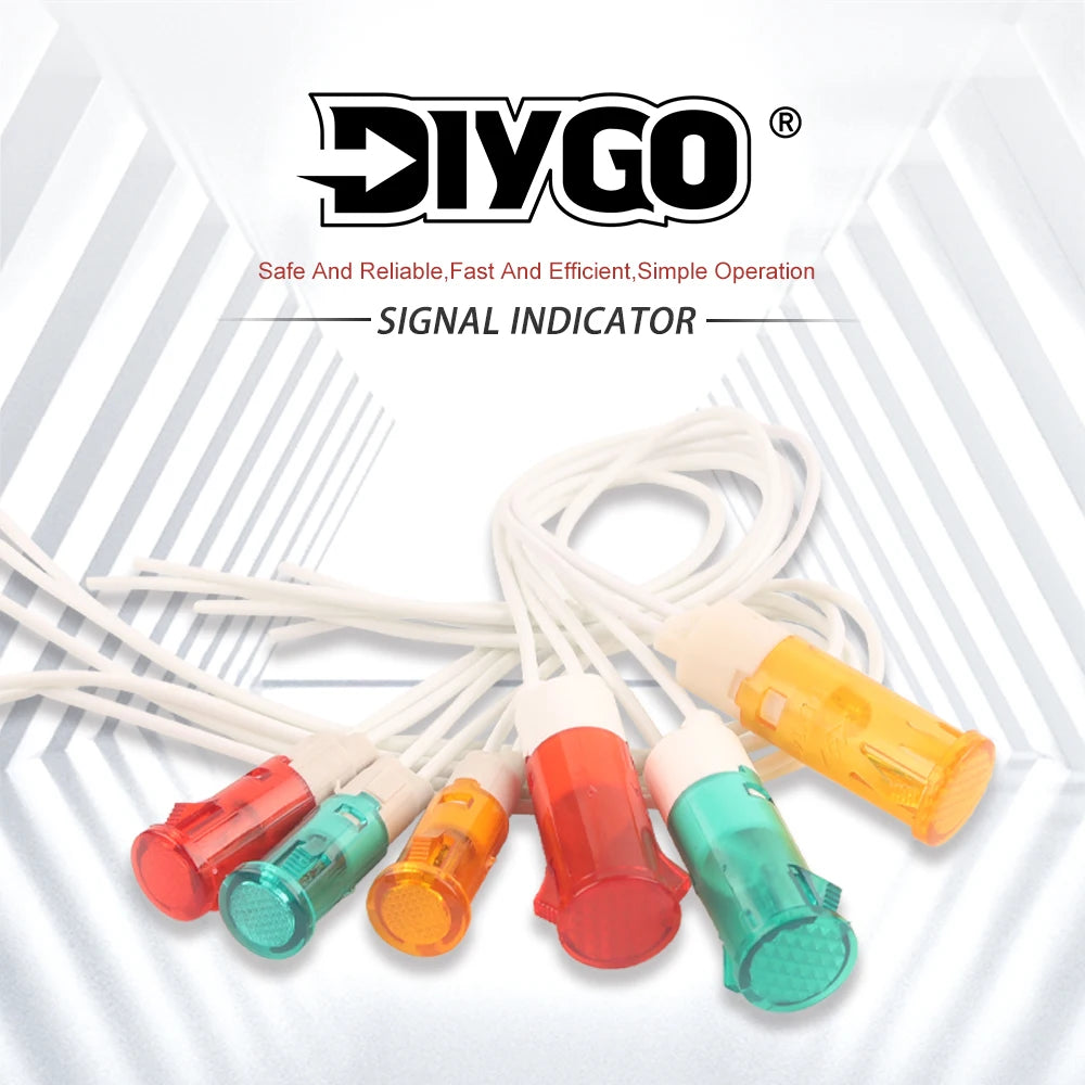 signal indicateur rouge vert jaune transparent moderne câble blanc 12V 220V 24VDC