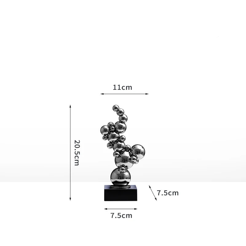 sculpture abstraite moderne sphères métal or rose arc ciel gris argenté contemporaine