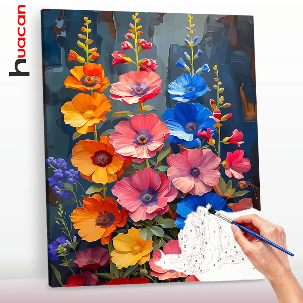 tableau peindre fleurs colorées toile peinture propylène pinceaux peintures guide moderne décoration maison hobby