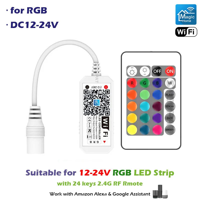 contrôleur led wifi moderne qr code compatible alexa assistant google 16 millions couleurs rgbw