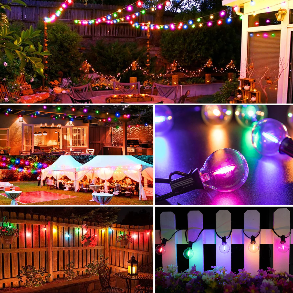 guirlandes lumineuses led multicolores globes vintage imperméables extérieures 10l 15l 25l 48l festive decoration