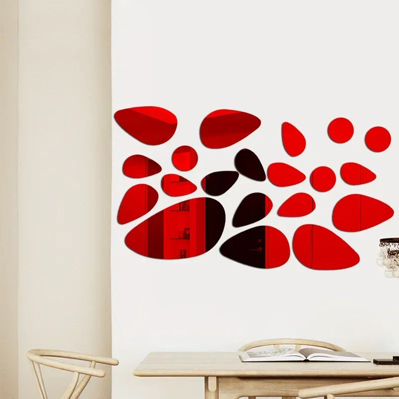 décoration murale moderne 20 pièces autocollants miroir formes ovales brillantes dorées maison