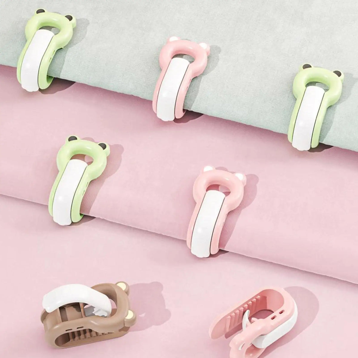 clips draps forme ours animé mignon vert rose marron élastique dentés famille chambre