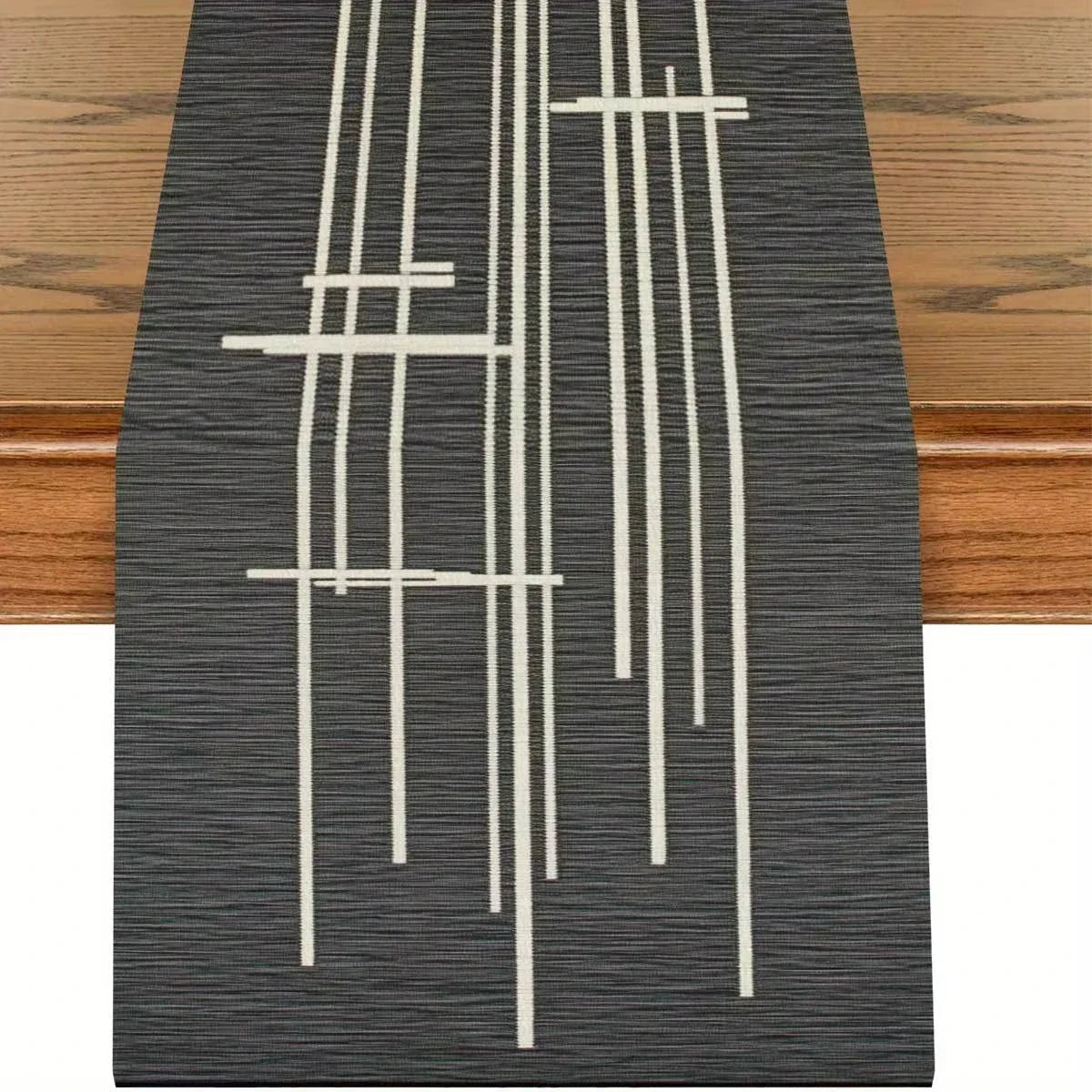 tableau géométrique moderne noir blanc motif lignes abstrait imperméable polyestre décoration événement