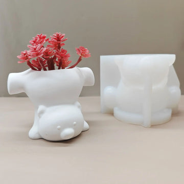 cache pot silicone blanc ours lisse moderne adhésif arrangement floral décoration intérieure poids léger