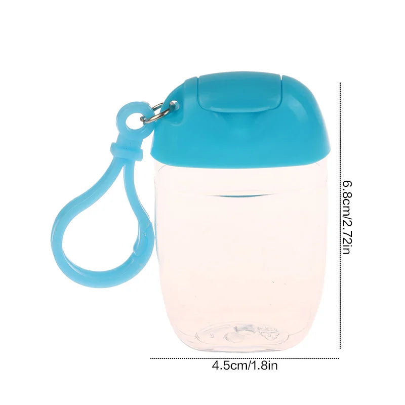 bouteilles rechargeables transparentes modernes couleurs variées anneaux boucles pratique mini désinfectant main cosmétique alcool
