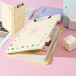 porte dossiers a4 moderne bleu clair vert rose jaune violet clips métalliques points blancs