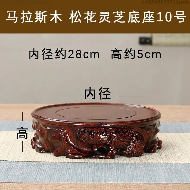 support décoratif bois massif sculpté vase pot fleur objet ancien