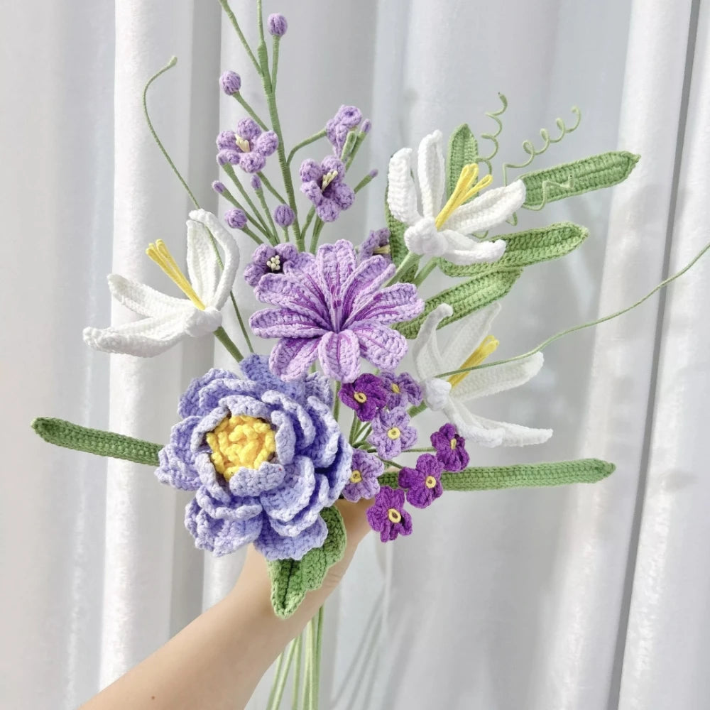 bouquet pivoines artificielles violet rose bleu blanc vert mariage anniversaire décoration maisonintérieur