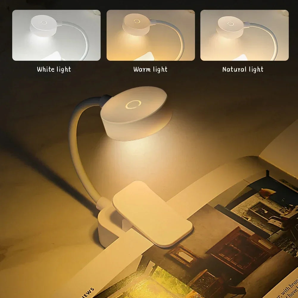 lampe lecture led portable modes protection yeux clip rechargeable blanc moderne