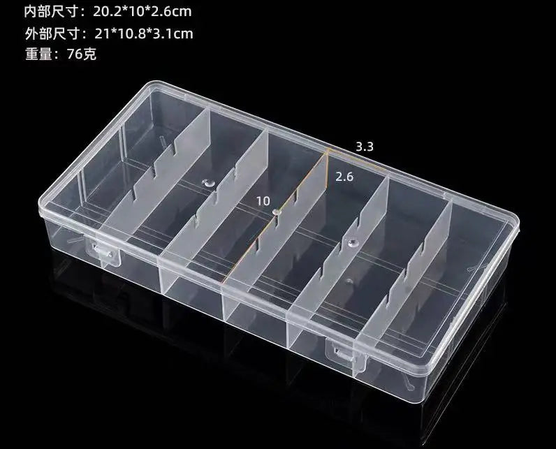 boîtes rangement transparentes réutilisables poignées clips cheveux noirs modernes bijoux articles divers compartiments plastique