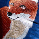 taie d'oreiller velours brodé renards animaliers décoratifs bleu vert orange carreau simple