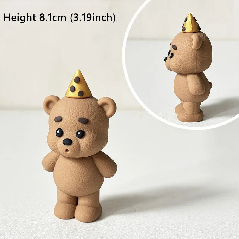 bougies soufflantes ours gâteau anniversaire enfant fête moderne figurines cadeaux bonbons minimaliste