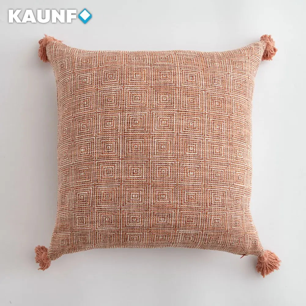 housses coussins carreaux beige blanc rustique 30x50cm 45x45cm décor canapé lit chaise voiture