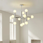 Chandeliers suspendus modernes 10 13 ampoules LED argentées lumière blanche minimaliste