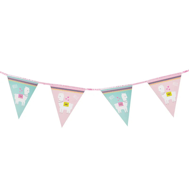 assiettes papier motif ethnique gobelets serviettes colorées alpaga coeurs rose bleu vert clair