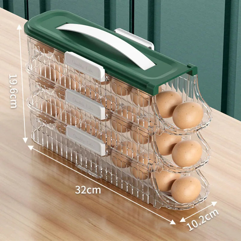 boîte œufs vert transparent réfrigérateur qualité alimentaire moderne pratique hermétique