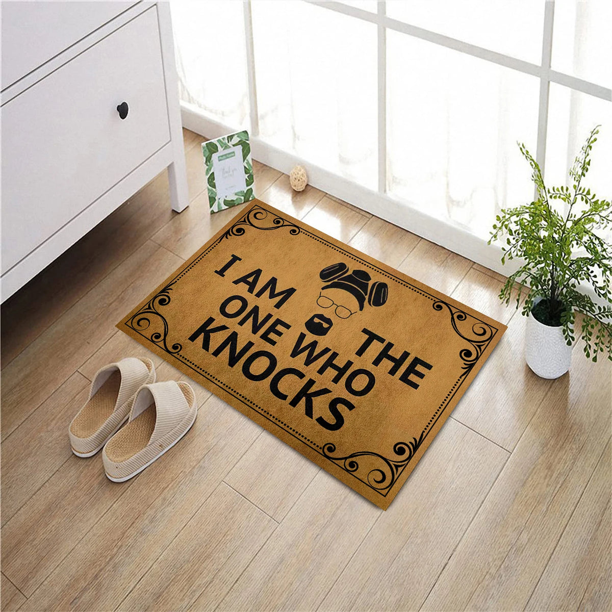 tapis sol antidérapant caoutchouc imprimé humour marron noir blanc vert décoration intérieure extérieure porte