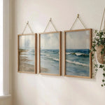 tableaux moderne paysage marin nuages sable beige bleu gris blanc minimaliste