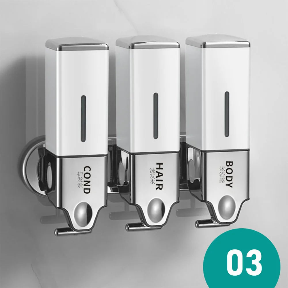 distributeur savon liquide argenté moderne fixations yeillets salle bain chambre